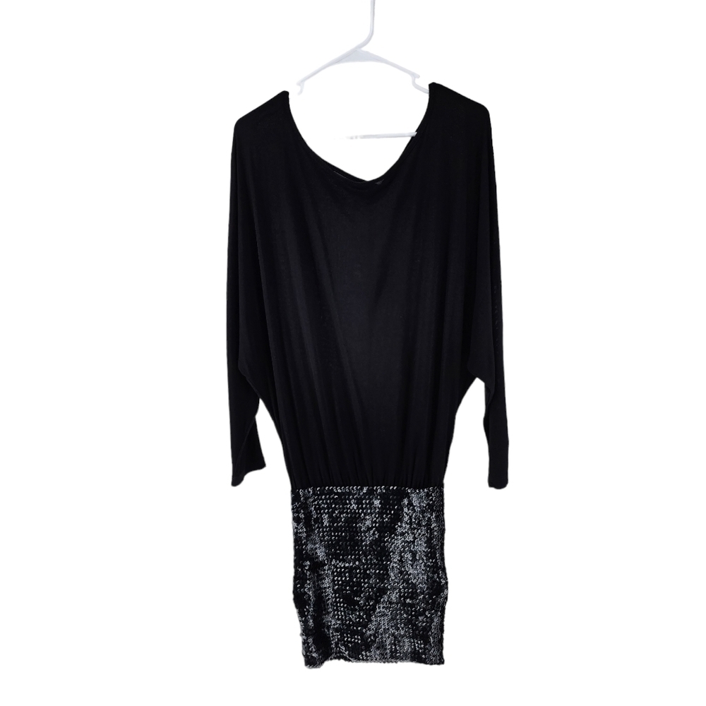 ASOS Women's Black Batwing Sleeve Embellished Fitted Skirt Mini Dress - 4